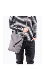 Canvas Mens Womens Casual Gray 12‘’ Courier Bag Side Bag Messenger Bag for Men - imessengerbags