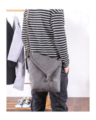 Canvas Mens Womens Casual Gray 12‘’ Courier Bag Side Bag Messenger Bag for Men - imessengerbags