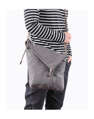 Canvas Mens Womens Casual Gray 12‘’ Courier Bag Side Bag Messenger Bag for Men - imessengerbags