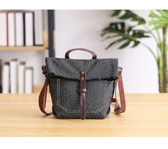 Canvas Mens Womens Small Side Bag Black Handbag Shoulder Bag Messenger Bag for Men