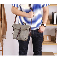 Canvas Mens Womens Small Side Bag Black Handbag Shoulder Bag Messenger Bag for Men