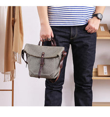 Canvas Mens Womens Small Side Bag Black Handbag Shoulder Bag Messenger Bag for Men