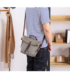 Canvas Mens Womens Small Side Bag Black Handbag Shoulder Bag Messenger Bag for Men