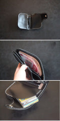 Tooled Arowana Handmade Leather Mens Short Biker Wallets BIfold SMall Wallet For Men