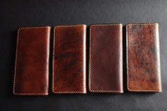 Handmade Skull Tooled Black Leather Mens Long Biker Wallet Biker Chain Wallet For Men - imessengerbags