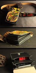 Handmade Tooled Leather Carp Mens Belt Pouch Waist Bag Belt Phone Bag Mobile Bag For Men