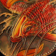 Handmade Tooled Leather Carp Mens Belt Pouch Waist Bag Belt Phone Bag Mobile Bag For Men - imessengerbags