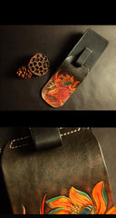 Handmade Tooled Leather Carp Mens Belt Pouch Waist Bag Belt Phone Bag Mobile Bag For Men - imessengerbags