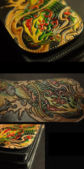 Handmade Tooled Leather Carp Mens Belt Pouch Waist Bag Belt Phone Bag Mobile Bag For Men