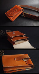 Handmade Tooled Leather Carp Mens Belt Pouch Waist Bag Belt Phone Bag Mobile Bag For Men - imessengerbags