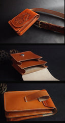 Tooled Carp Handmade Leather Mens Belt Pouch Waist Bag Belt Phone Bag Mobile Bag For Men