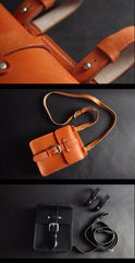 Black Handmade Brown Leather Mens Waist Bag Belt Pouch Phone Hip Bag For Men - imessengerbags