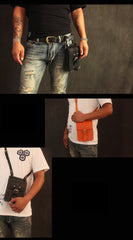 Black Handmade Brown Leather Mens Waist Bag Belt Pouch Phone Hip Bag For Men - imessengerbags