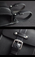Black Handmade Brown Leather Mens Waist Bag Belt Pouch Phone Hip Bag For Men