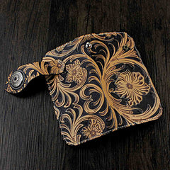 Badass Black Leather Men's Long Biker Chain Wallet Tooled Long Wallet with Chain For Men - imessengerbags