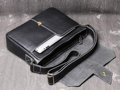 Cool Black LEATHER MENS Ipad SIDE BAGS COURIER BAG Black MESSENGER BAG FOR MEN