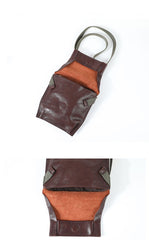 Casual Black Leather Mens Vertical Side Bag Messenger Bag Cool Brown Postman Bag Courier Bag for Men - imessengerbags