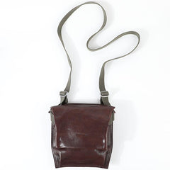 Casual Black Leather Mens Vertical Side Bag Messenger Bag Cool Brown Postman Bag Courier Bag for Men - imessengerbags
