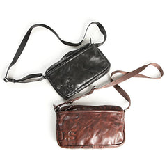 Casual Black Leather Mens Cool Side Bag Messenger Bag Coffee Postman Courier Bag for Men - imessengerbags