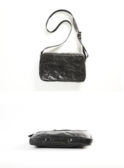 Casual Black Leather Mens Cool Side Bag Messenger Bag Coffee Postman Courier Bag for Men - imessengerbags