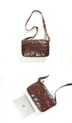 Casual Black Leather Mens Cool Side Bag Messenger Bag Coffee Postman Courier Bag for Men - imessengerbags