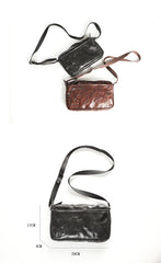 Casual Black Leather Mens Cool Side Bag Messenger Bag Coffee Postman Courier Bag for Men - imessengerbags