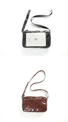 Casual Black Leather Mens Cool Side Bag Messenger Bag Coffee Postman Courier Bag for Men - imessengerbags