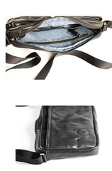 Casual Black Leather Mens Cool Side Bag Messenger Bag Coffee Postman Courier Bag for Men - imessengerbags