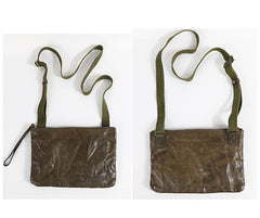 Casual Green Leather Mens Small Side Bag Messenger Bag Brown Post Bag Courier Bags for Men - imessengerbags