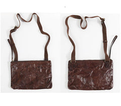 Casual Green Leather Mens Small Side Bag Messenger Bag Brown Post Bag Courier Bags for Men - imessengerbags