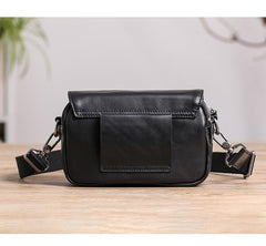 Casual Black Small Leather MENS Side Bag Black Small Messenger Bag Leather Courier Bag For Men