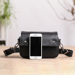 Casual Black Small Leather MENS Side Bag Black Small Messenger Bag Leather Courier Bag For Men