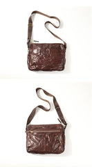 Casual Black Leather Mens Cool Side Bags Messenger Bag Brown Postman Courier Bags for Men - imessengerbags