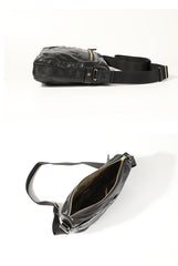 Casual Black Leather Mens Cool Side Bags Messenger Bag Brown Postman Courier Bags for Men - imessengerbags