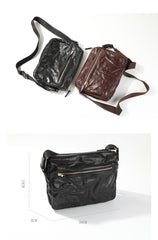 Casual Black Leather Mens Cool Side Bags Messenger Bag Brown Postman Courier Bags for Men - imessengerbags