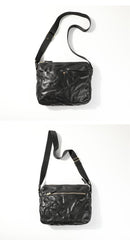 Casual Black Leather Mens Cool Side Bags Messenger Bag Brown Postman Courier Bags for Men - imessengerbags