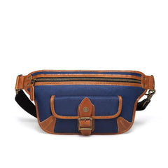 Casual Blue Nylon Leather Fanny Pack Men's Chest Bag Hip Bag Waist Bag For Men