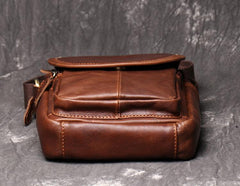 Brown LEATHER MENS Small SHOULDER BAG Vertical SIDE BAG Casual COURIER BAG Ipad MESSENGER BAG FOR MEN