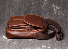 Brown LEATHER MENS Small SHOULDER BAG Vertical SIDE BAG Casual COURIER BAG Ipad MESSENGER BAG FOR MEN