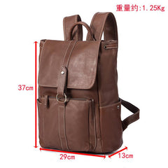 Top Brown Leather Men's Satchel Backpack Computer Backpack 14 inches School Backpack For Men