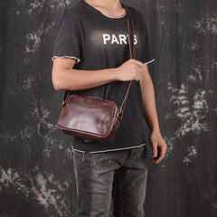 Casual Leather Mens Brown Side Bag Small Messenger BAG Brown Courier Bag FOR MEN - imessengerbags