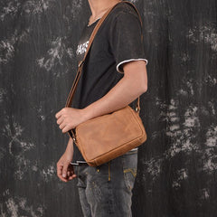 Casual Leather Mens Brown Side Bag Small Messenger BAG Brown Courier Bag FOR MEN - imessengerbags