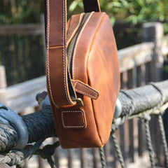 Casual Leather Mens Brown Side Bag Small Messenger BAG Brown Courier Bag FOR MEN - imessengerbags