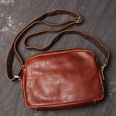 Casual Leather Mens Brown Side Bag Small Messenger BAG Brown Courier Bag FOR MEN - imessengerbags