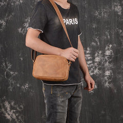Casual Leather Mens Brown Side Bag Small Messenger BAG Brown Courier Bag FOR MEN - imessengerbags