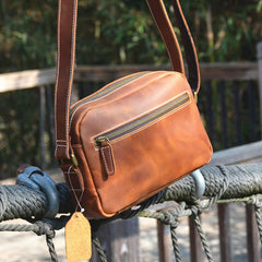 Casual Leather Mens Brown Side Bag Small Messenger BAG Brown Courier Bag FOR MEN - imessengerbags