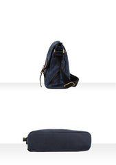 Casual Waxed Canvas Leather Mens Navy Blue Side Bag Messenger Bags Waxed Canvas Courier Bag for Men