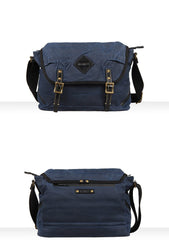 Casual Waxed Canvas Leather Mens Navy Blue Side Bag Messenger Bags Waxed Canvas Courier Bag for Men