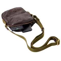 Casual Coffee Leather Men Vertical Side Bag Green Small Messenger Bag Black Courier Bag For Men - imessengerbags