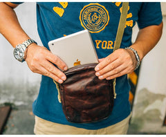 Casual Coffee Leather Men Vertical Side Bag Green Small Messenger Bag Black Courier Bag For Men - imessengerbags
